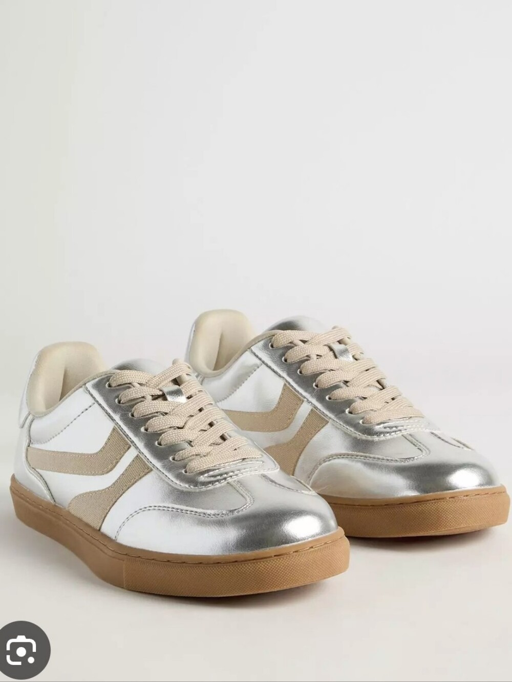torrid Silver & Tan Quilted Lace-Up Sneakers 9.5 WW